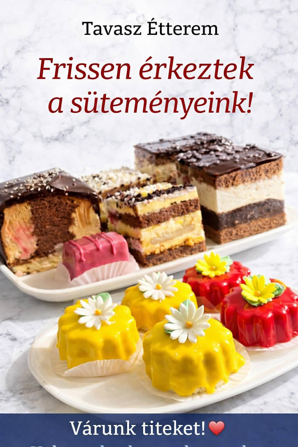 Friss sütemények, szeletek és mignonok
