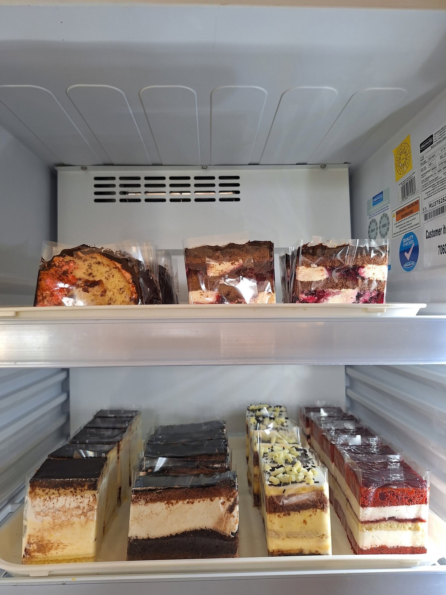 Fresh cakes in the display