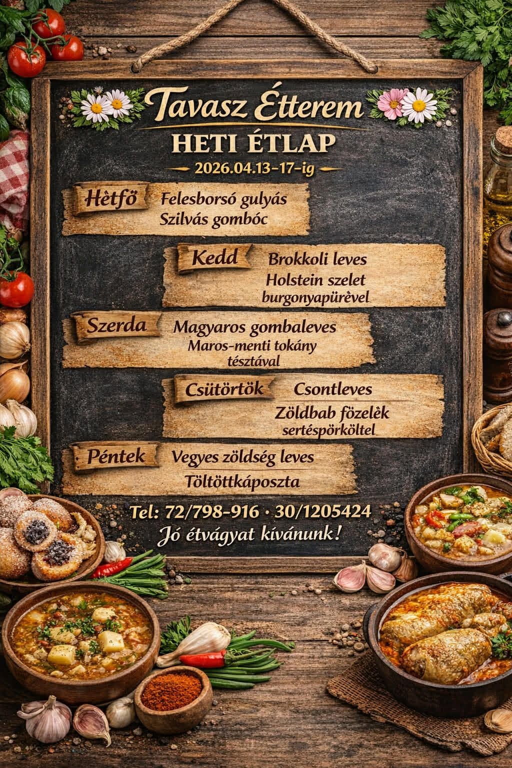Heti menü — 2026. április 13. hete