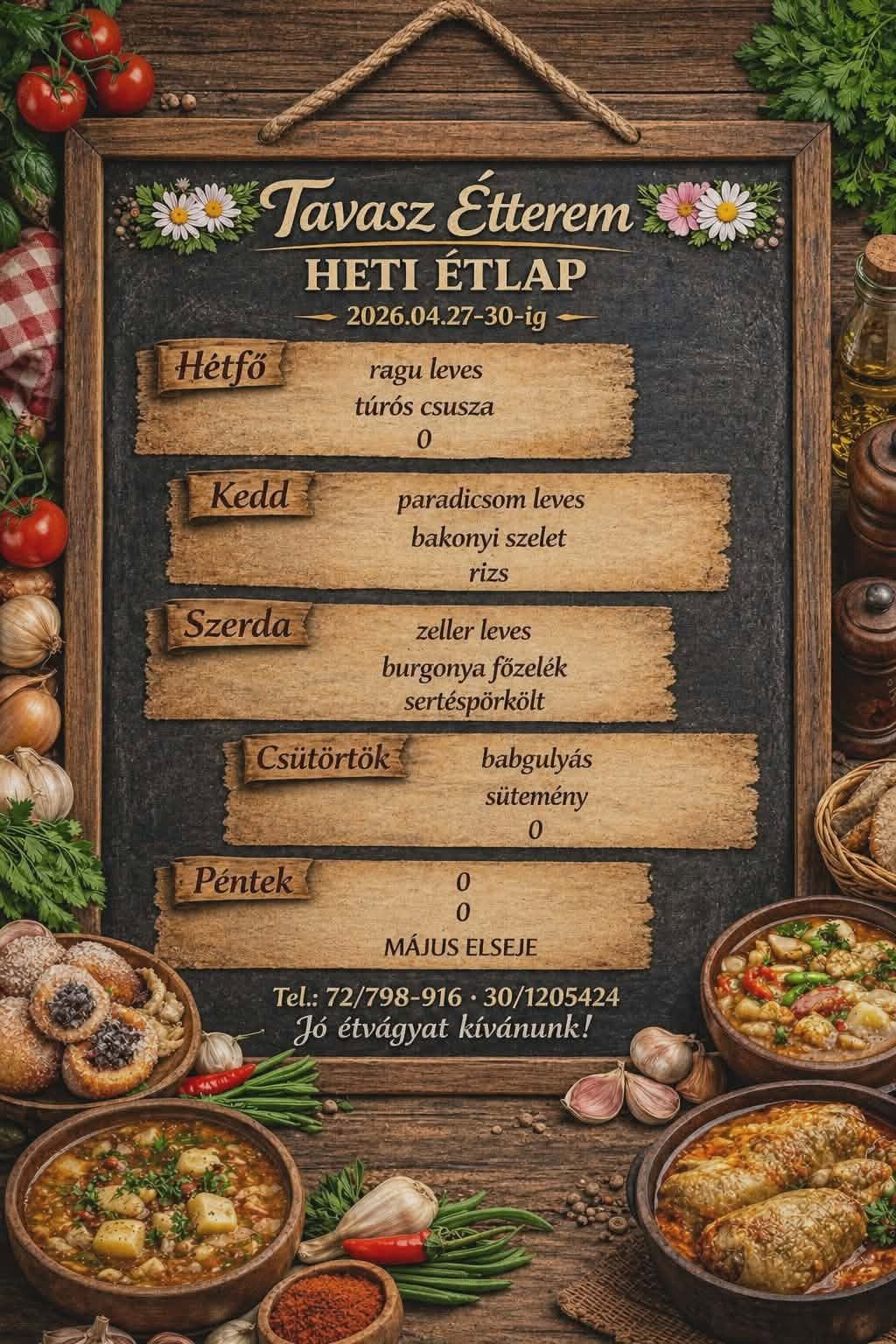Heti menü — 2026. április 27. hete