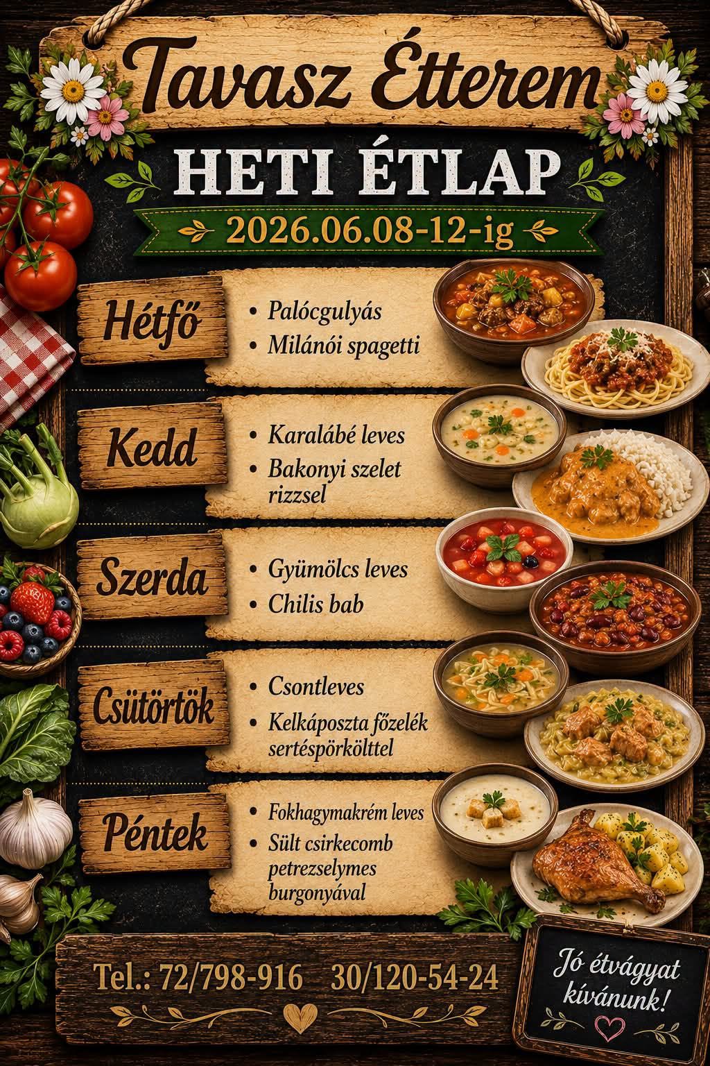Heti menü — 2026. június 8. hete