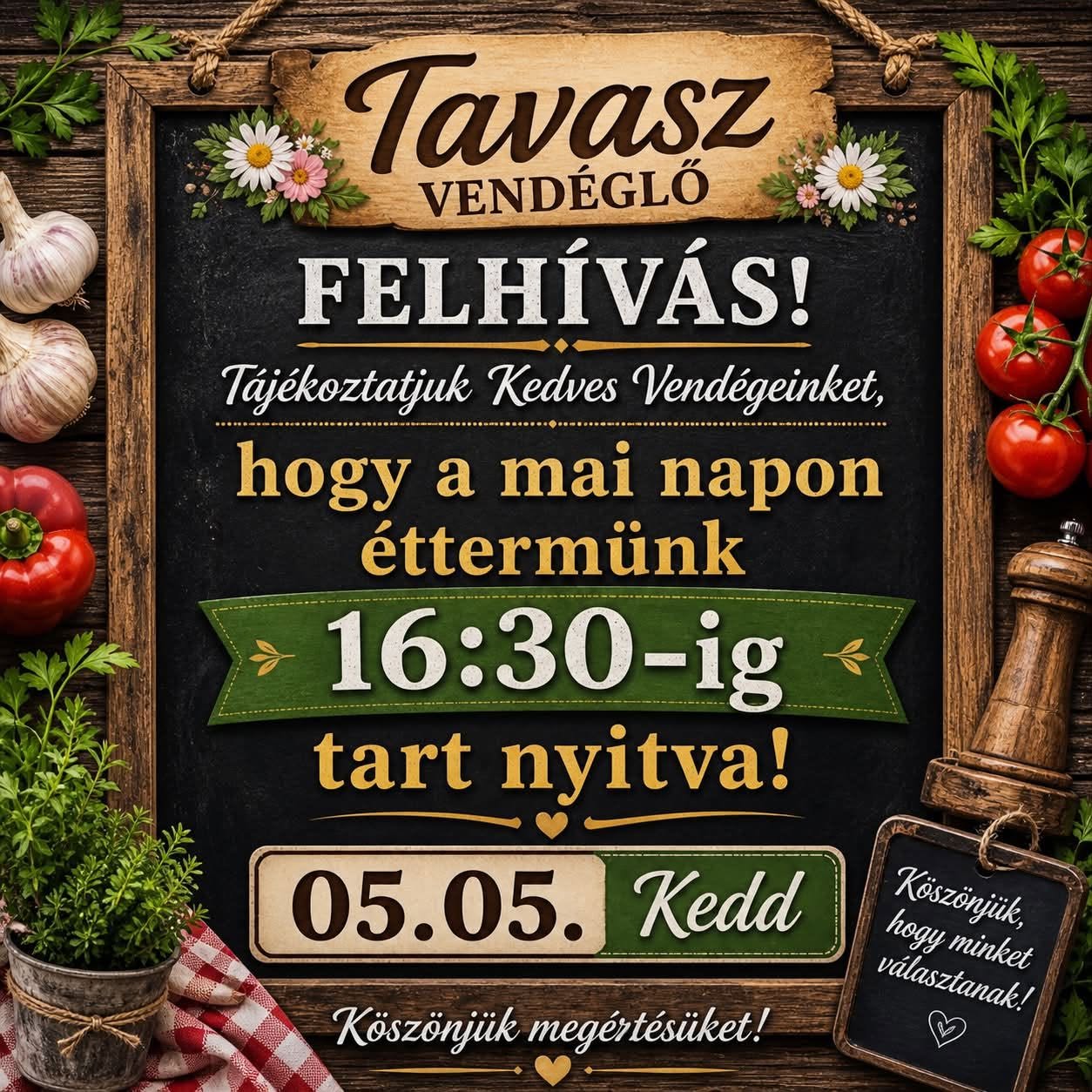 Felhívás: rövidített nyitvatartás